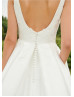 Bateau Neck Ivory Satin Lace Simple Wedding Dress